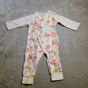 Mud Pie Coverall Girls 3-6 Months Multicolor Flamingo Muslin One Piece Sleeper
